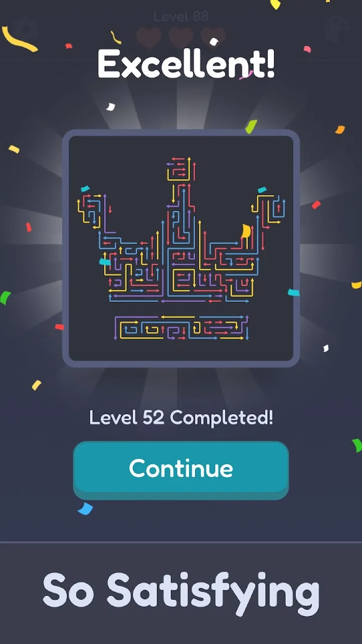 Maze Escape ekranas su rodyklių dėlione