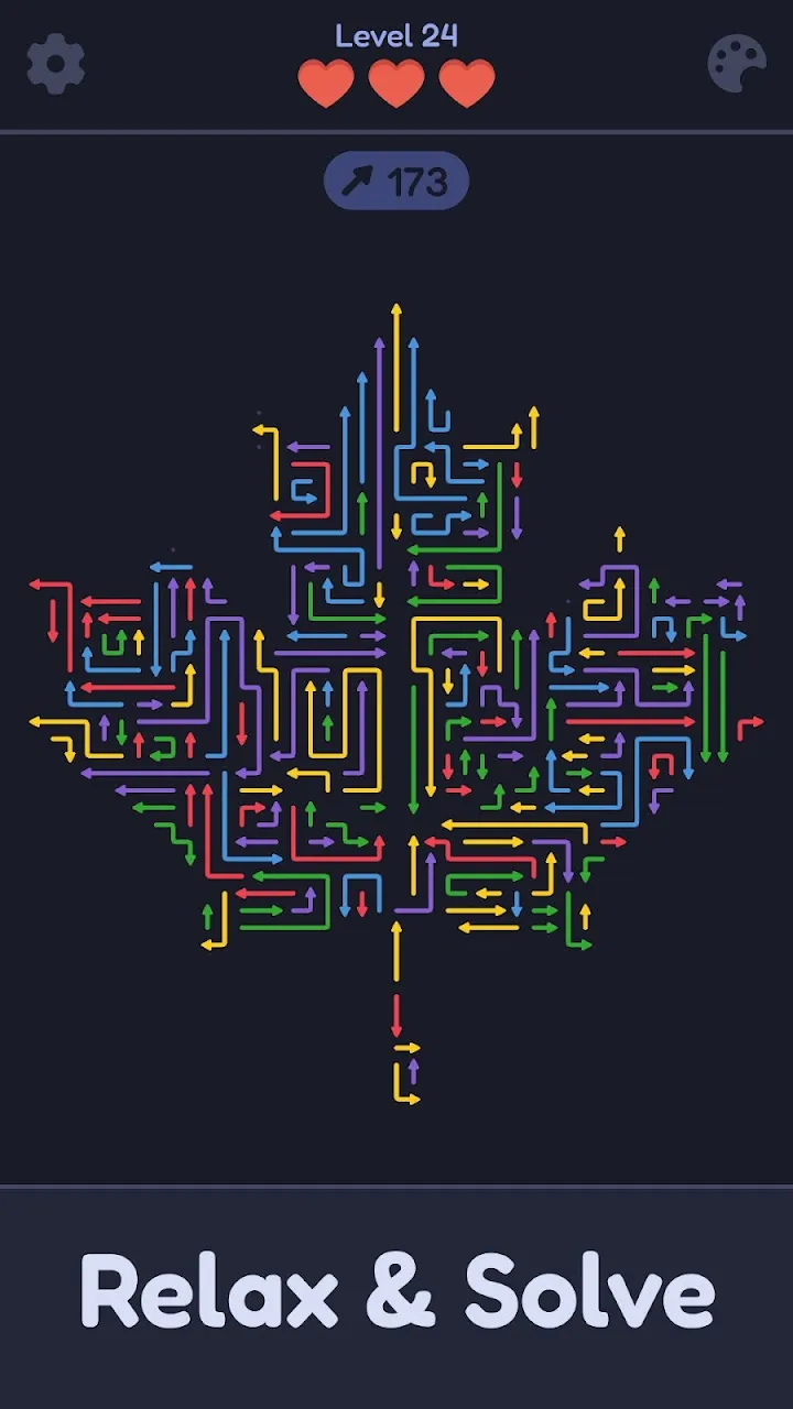 Maze Escape tamsaus fono rodyklių tinklas